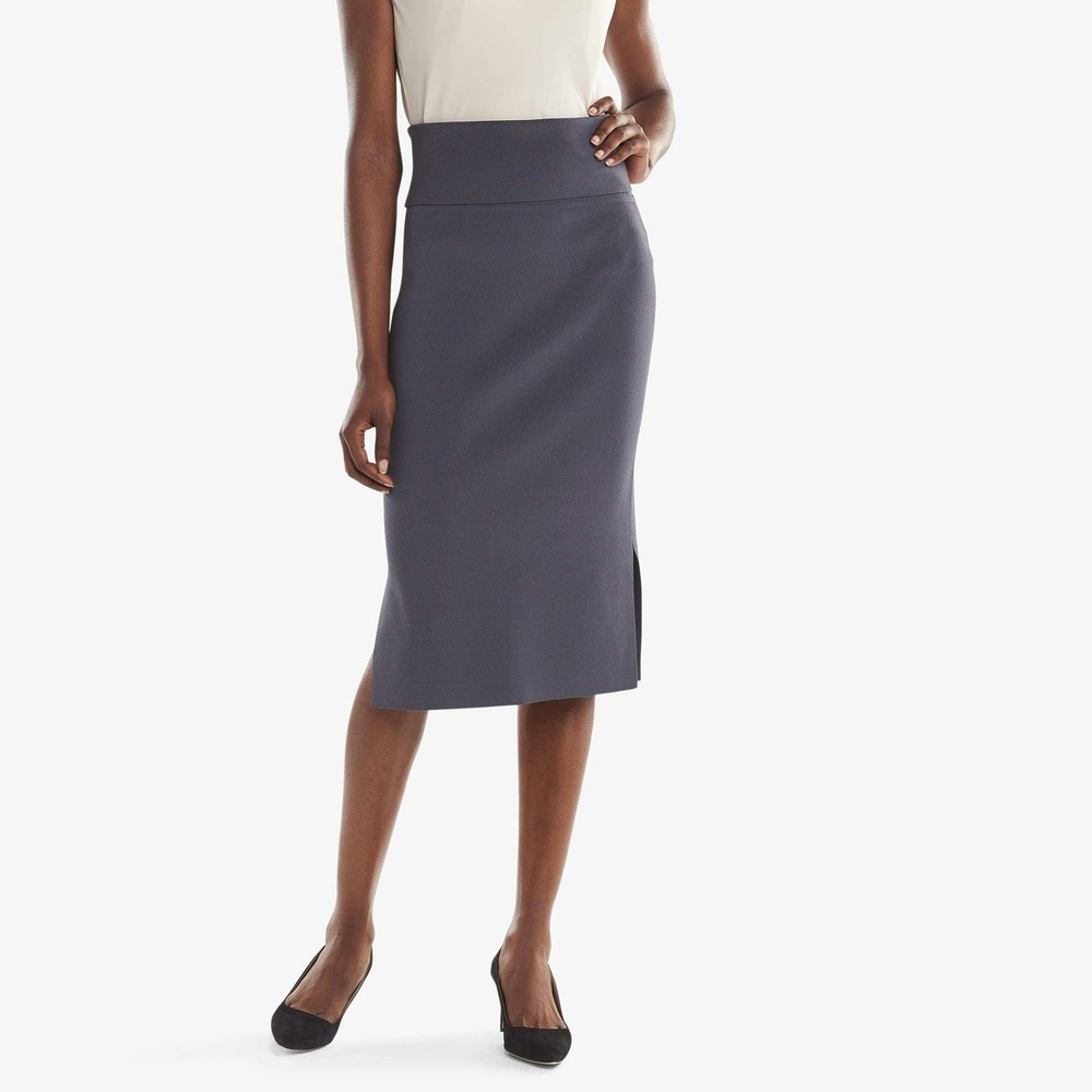 MM.LaFleur Harlem Skirt Charcoal Grey Knit High Waisted Midi Pencil Skirt XL NWT